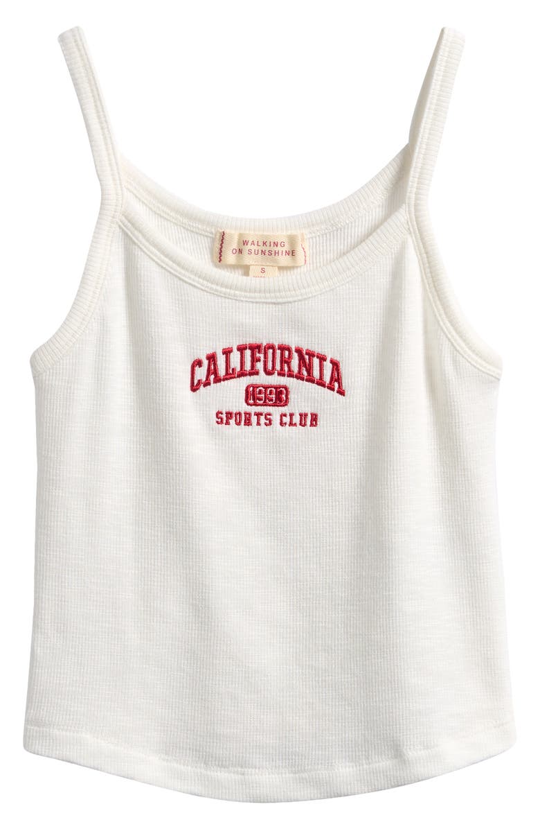 Walking on Sunshine Kids' Rib Knit Camisole, Main, color, Off White/ Red