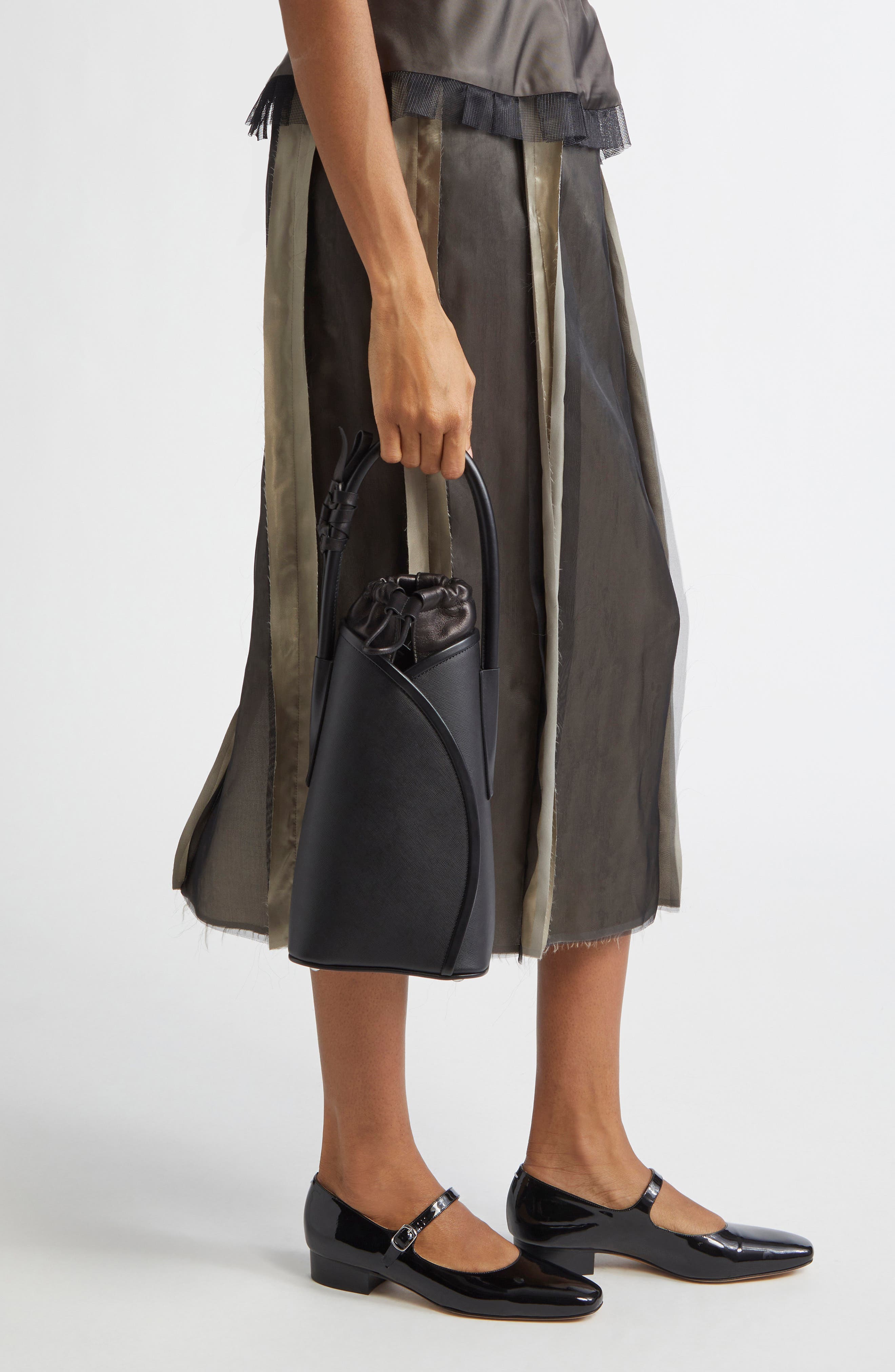 Maison Margiela Fortune North/South Leather Handbag, Alternate, color, Black/ Black