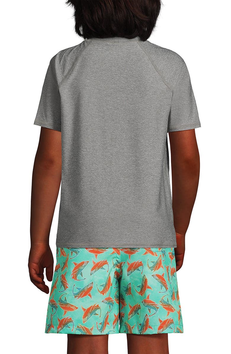 Lands' End Boys Husky Short Sleeve UPF 50 Sun Protection Rash Guard, Alternate, color, Gray Heather