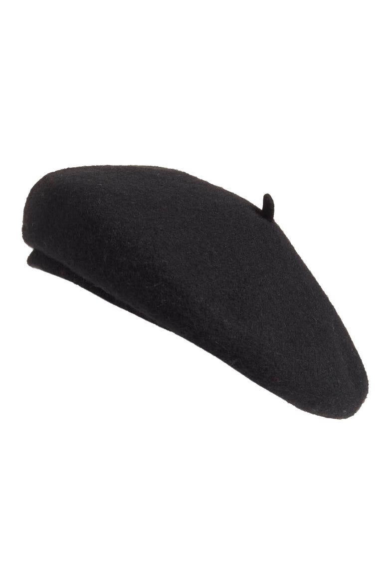 Audrey Wool Felt Beret, Main, color, BLACK