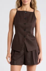 Madewell Harlow Square Neck Drapey Twill Vest