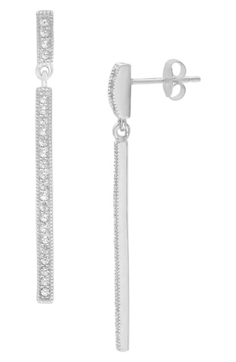 18K Gold Vermeil Linear CZ Drop Earrings