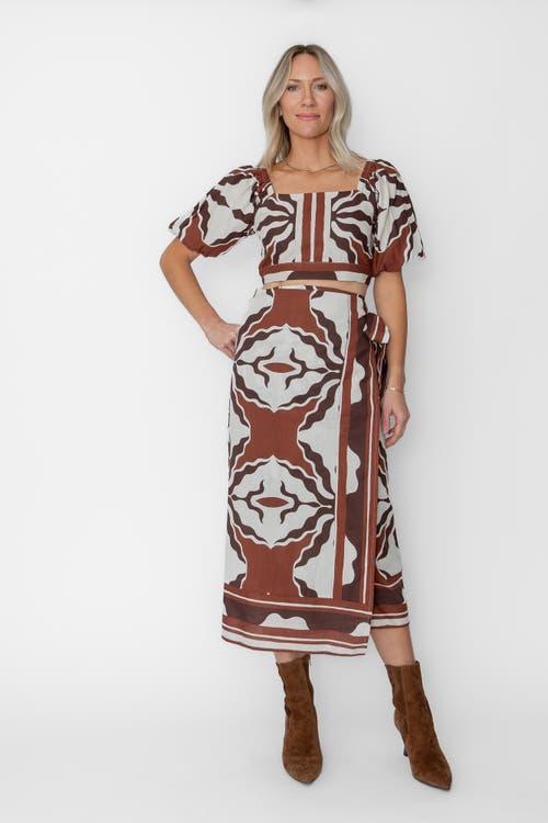 West Of Christine Wrap Skirt in Capucine Border Print  product