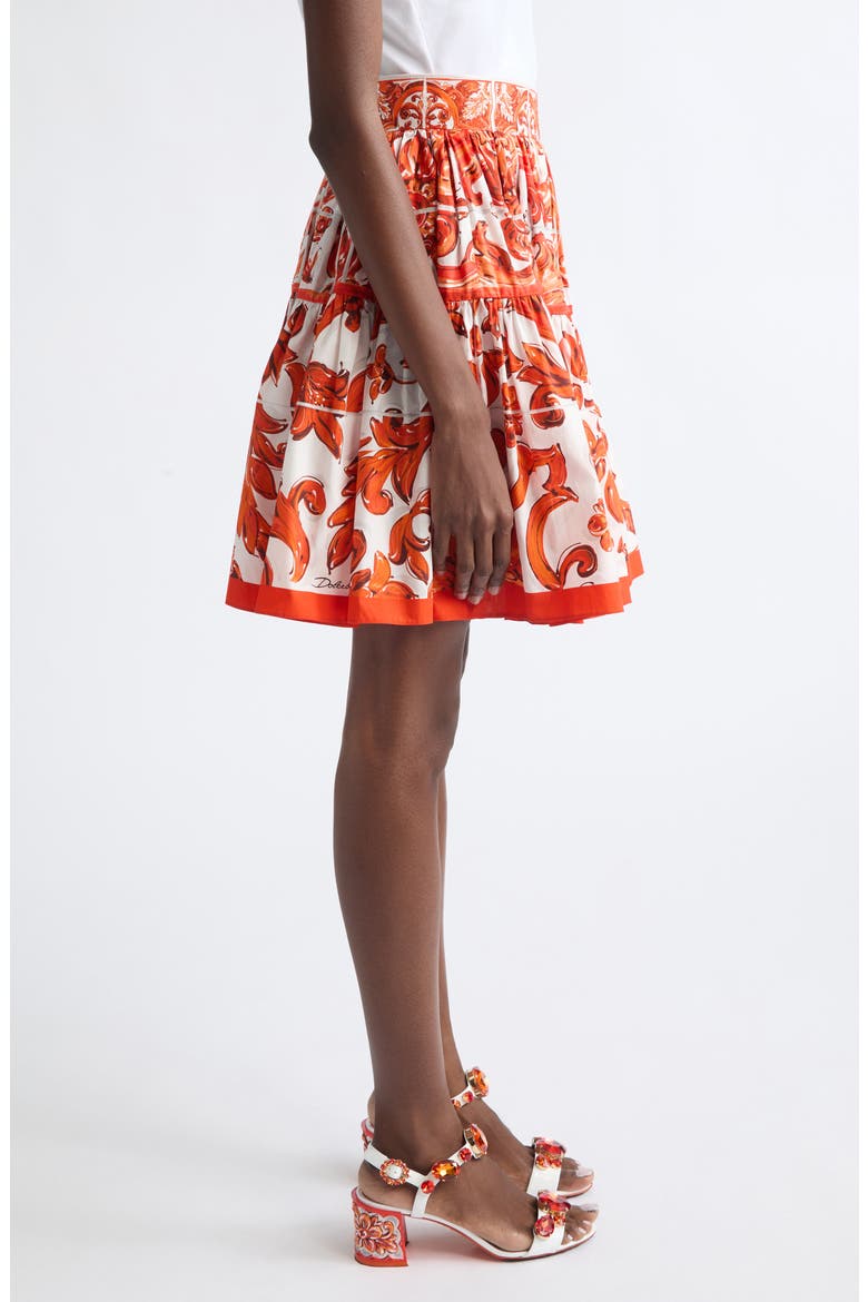 Majolica Print Cotton Poplin Miniskirt, Alternate, color, S9000 VARIANTE ABBINATA