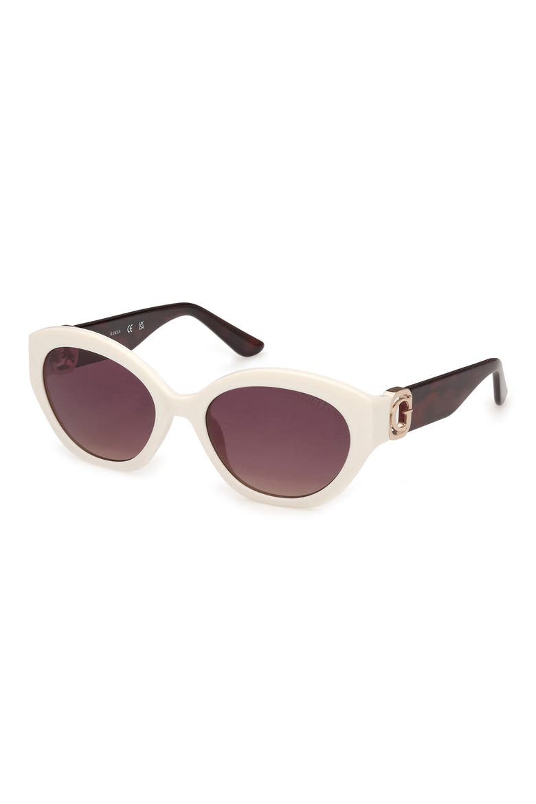 Oval Sunglasses, Alternate, color, WHITE / GRADIENT SMOKE