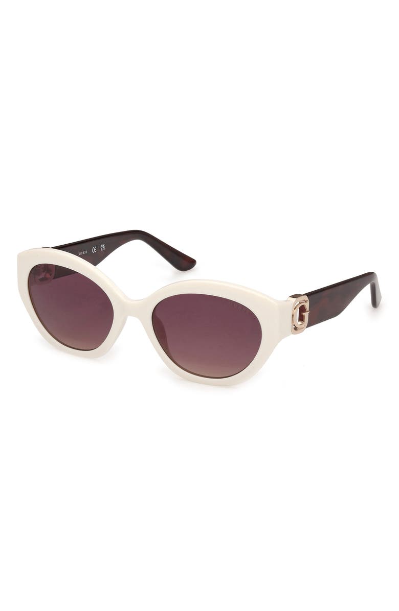 GUESS Oval Sunglasses, Alternate, color, White / Gradient Smoke