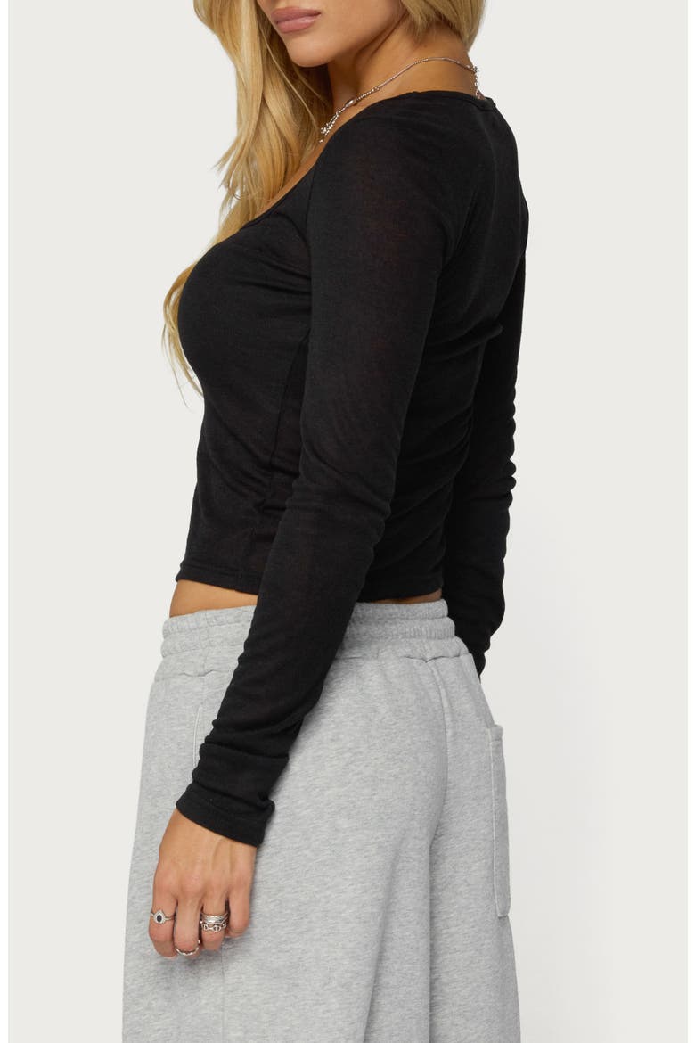 Amanita Scoop Neck Rib Top, Alternate, color, BLACK
