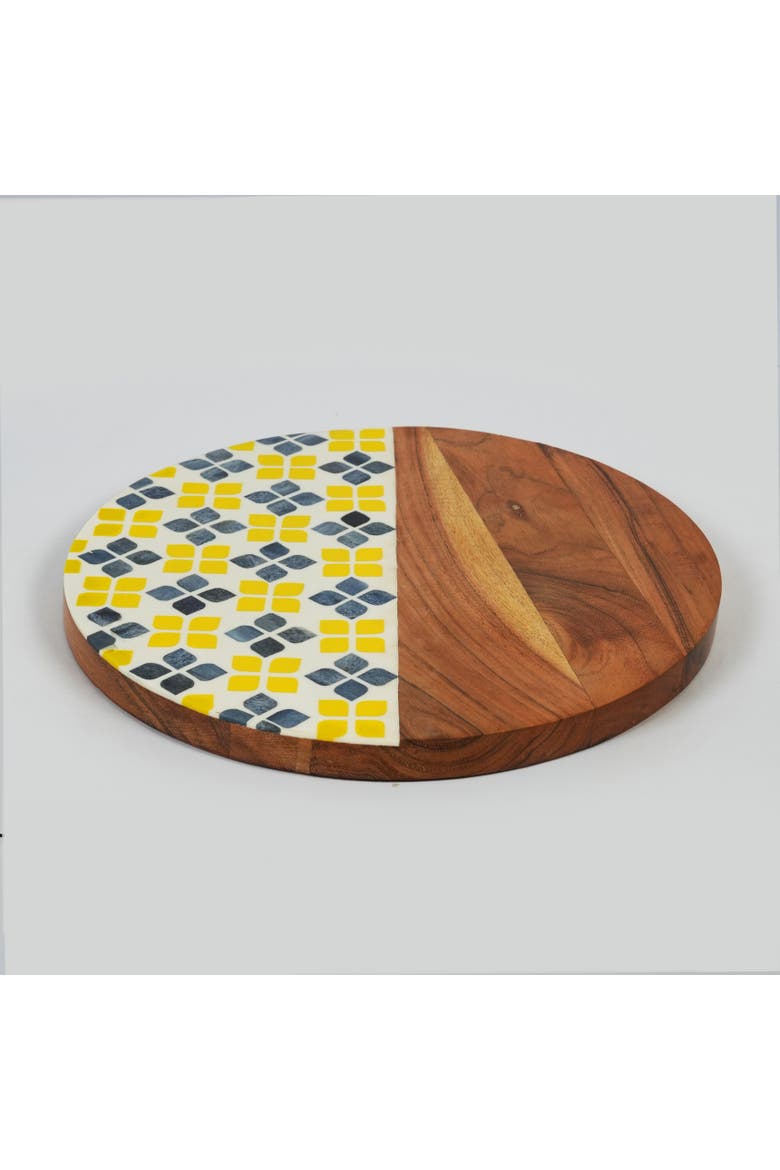 Marigold Mosaic Acacia Wood Inlay Serve Board, Main, color, Marigold