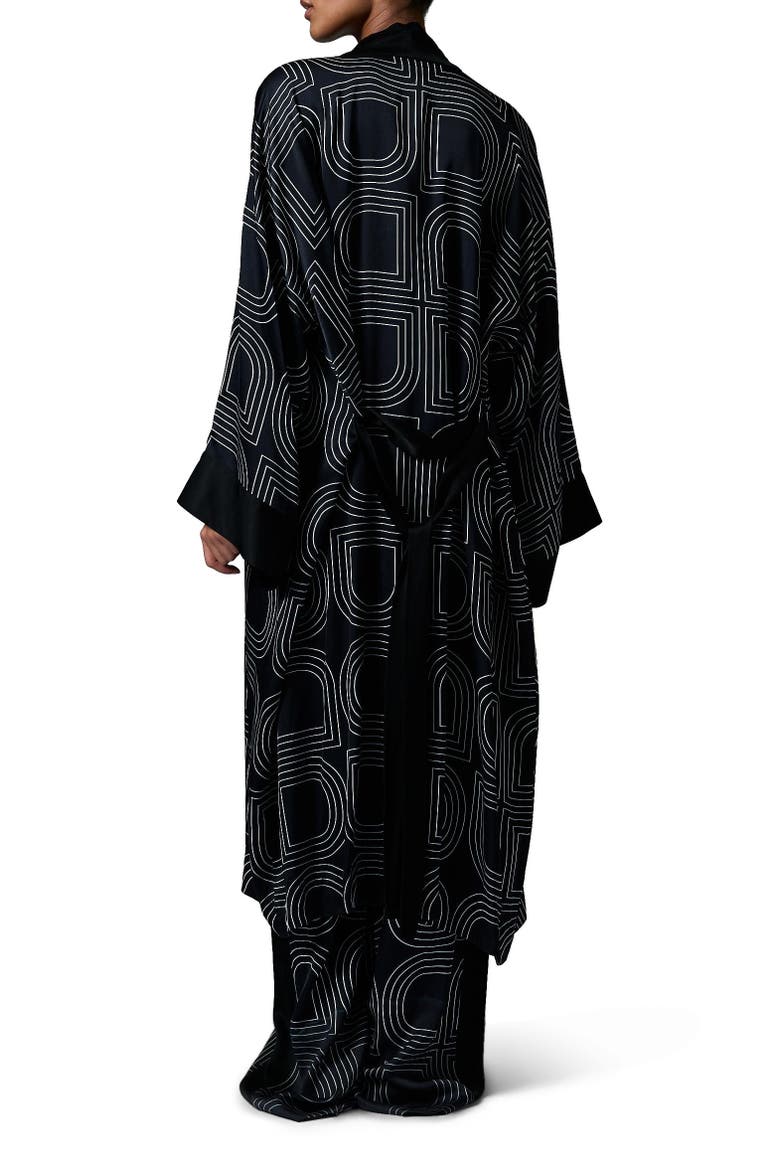 Rani Geometric Print Maxi Length Robe, Alternate, color, Black