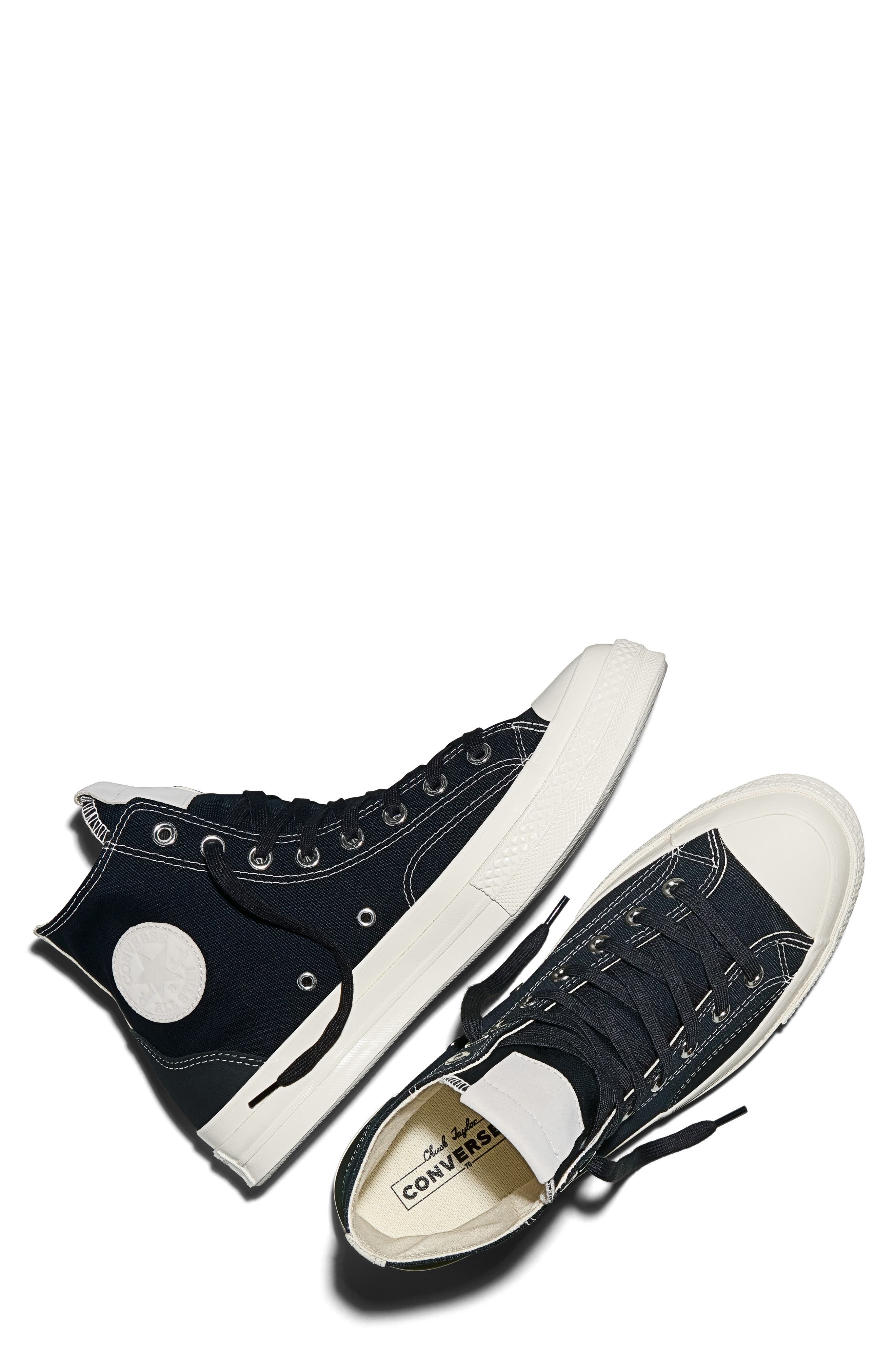 Converse Chuck 70 Canvas & Suede High Top Sneaker, Alternate, color, Total Eclipse/ Egret/ Grey