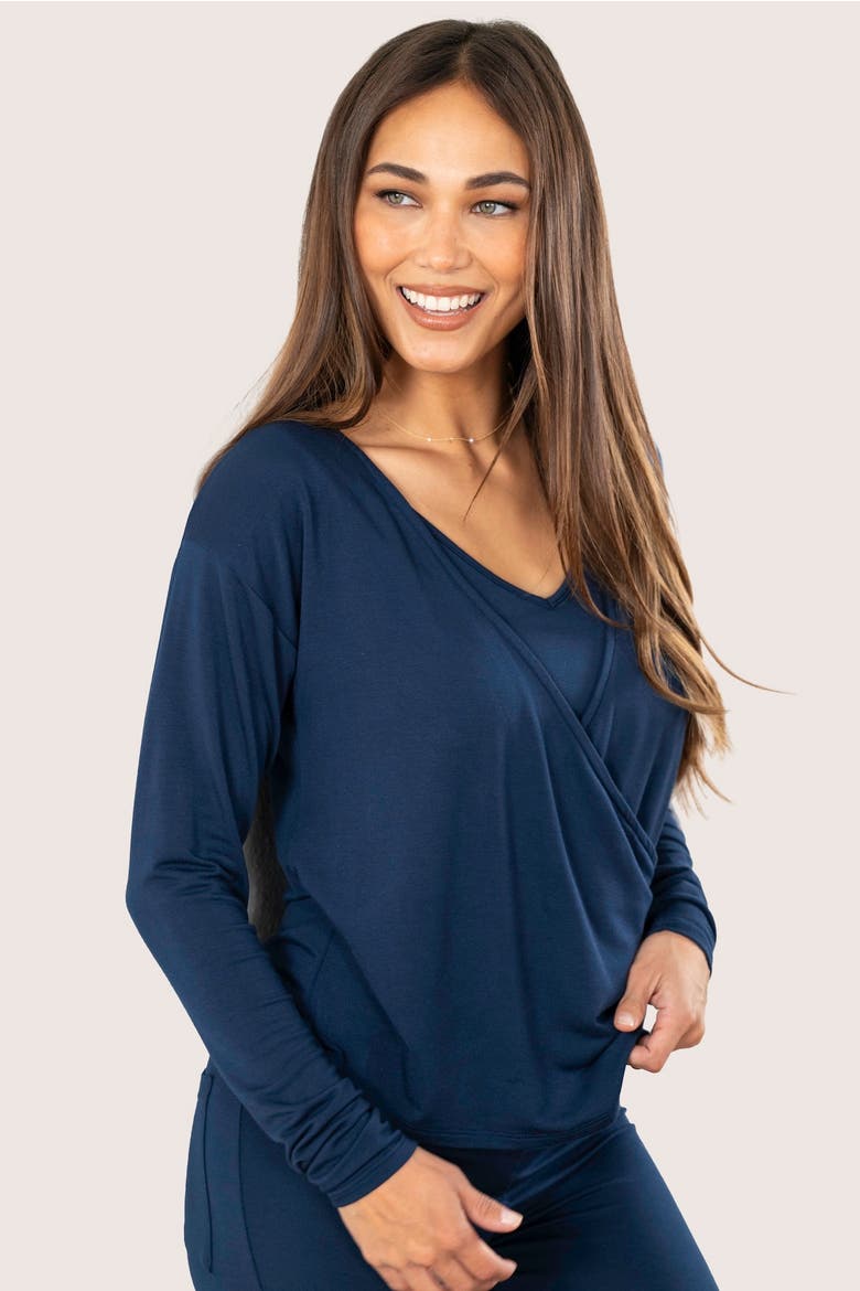 Wrap Star Lounge Wrap Top, Alternate, color, Navy