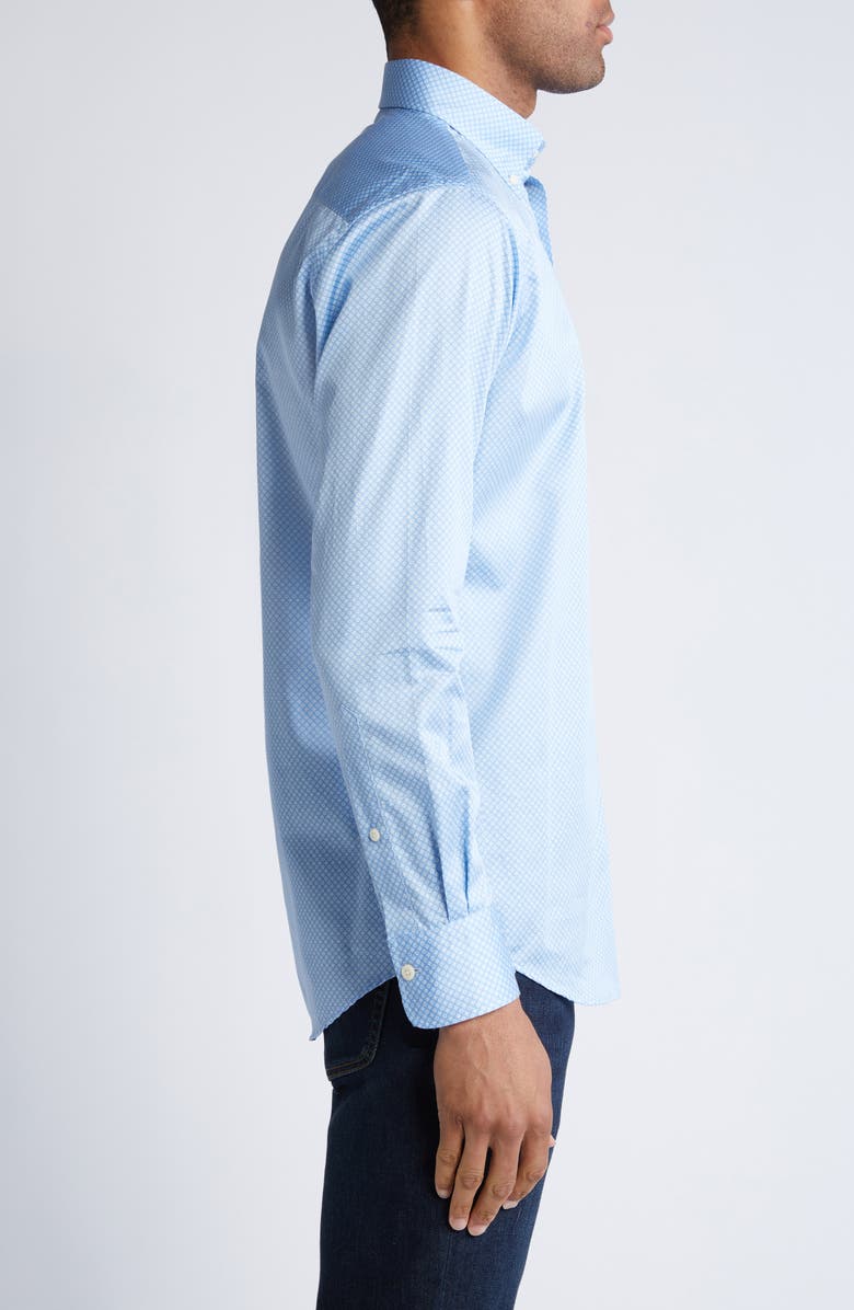 Peter Millar Vaughn Micropattern Button-Down Shirt, Alternate, color, Cottage Blue