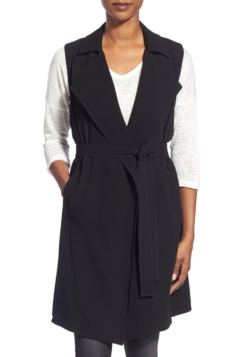 Sleeveless Trench Coat, Main, color, BLACK