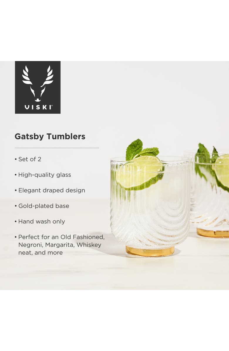 Viski Deco Gatsby Tumblers Set of 2, Alternate, color, Clear