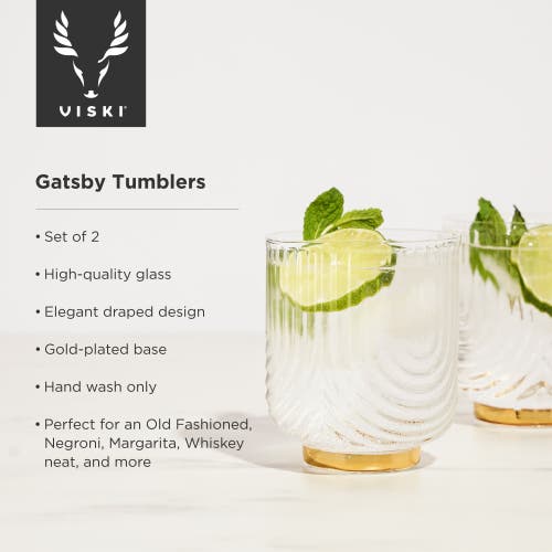 Viski Deco Gatsby Tumblers Set Of 2 In Clear