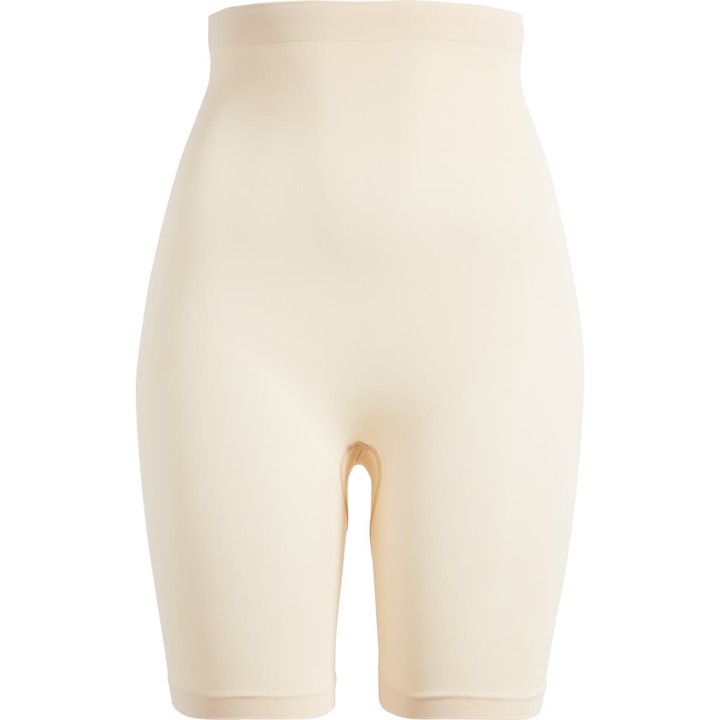 SKIMS Seamless Sculpt Mid Thigh Shorts in Sand at Nordstrom, Size Large