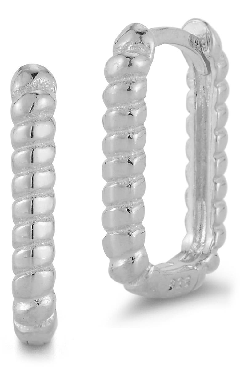 GLAZE JEWELRY Textured Oval Hoop Earrings, Main, color, Silver