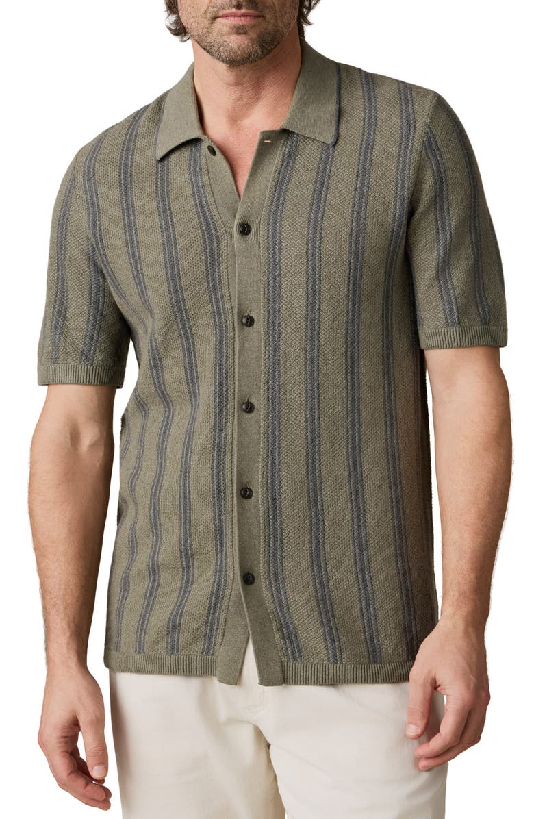 Faherty Stripe Sweater Shirt, Main, color, Olive Safari Stripe