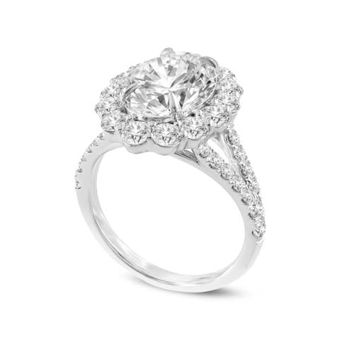 Sabina 14K White Gold Oval Lab Grown Diamond Halo Engagement Ring - 4.7 Ct