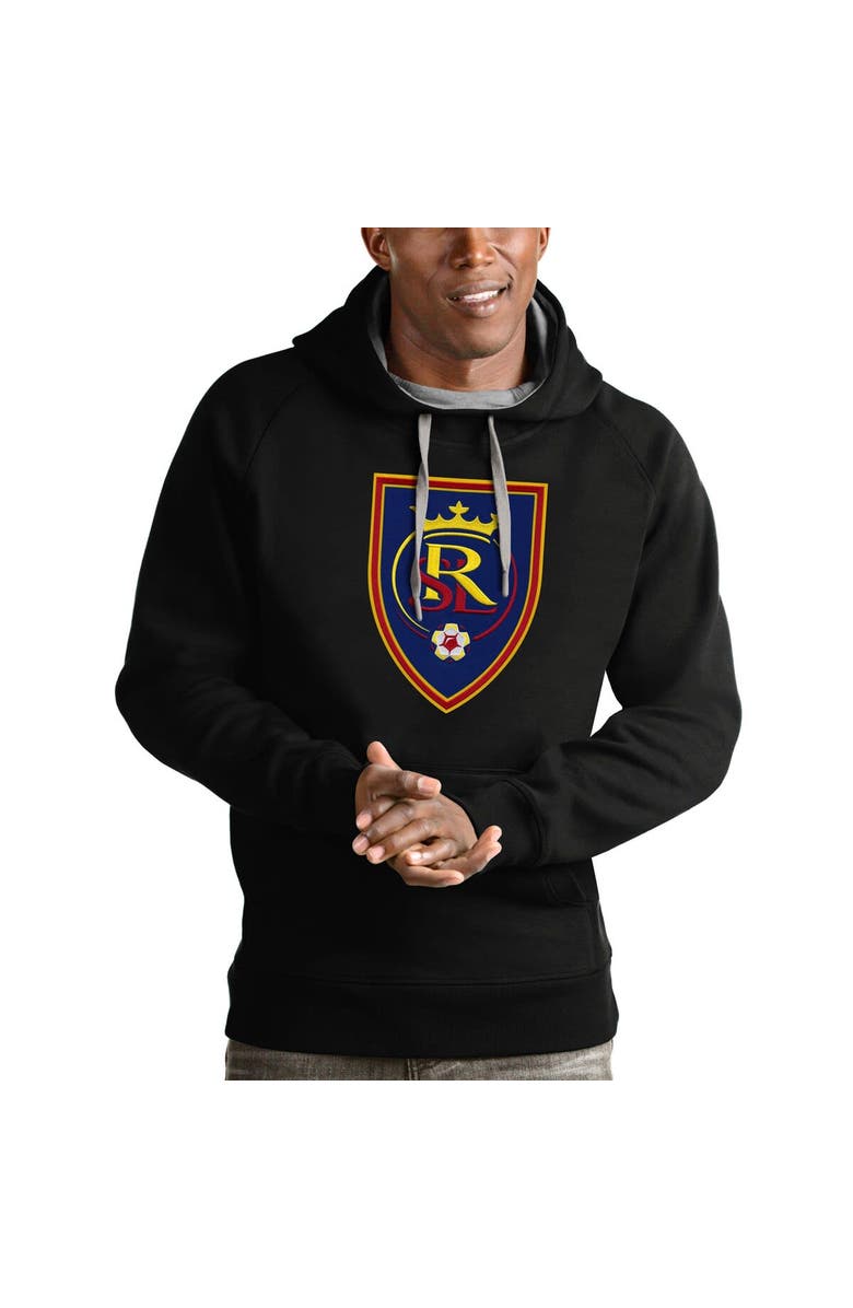 ANTIGUA Men's Antigua Black Real Salt Lake Victory Pullover Hoodie, Main, color, 