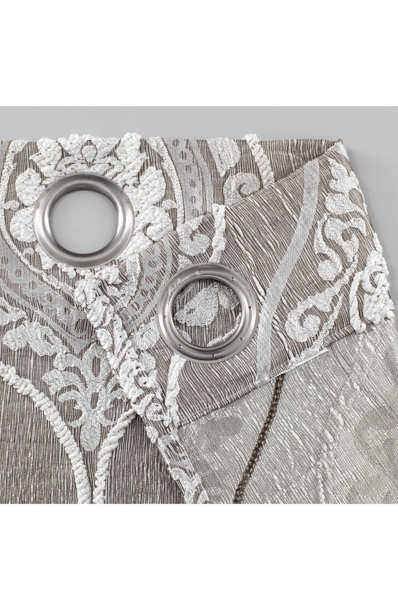 DAINTY HOME Monaco Set of 2 Medallion Jacquard Blackout Curtain Panels, Alternate, color, Silver