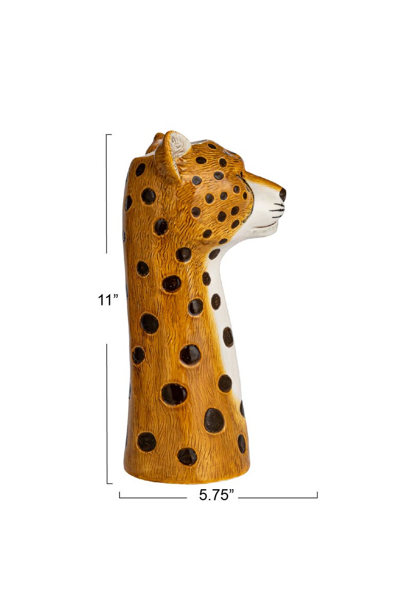 Storied Home Hand-Painted Decorative Stoneware Cheetah Vase, Alternate, color,