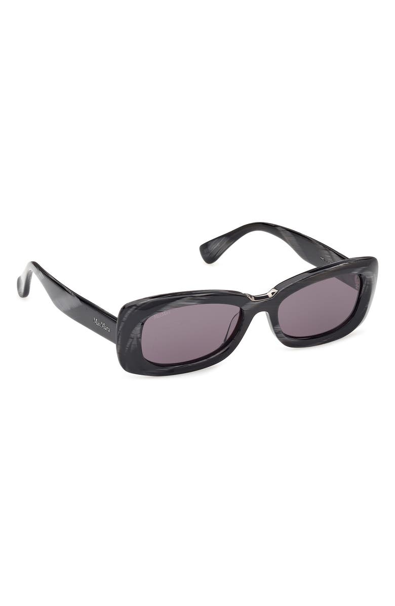 Max Mara 53mm Rectangular Sunglasses, Alternate, color, Black Ruthenium / Smoke
