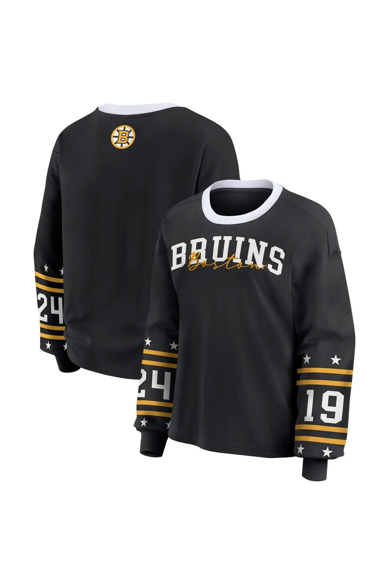 Women's WEAR by Erin Andrews Black Boston Bruins Long-Sleeve Sport T-Shirt, Main, color, Black