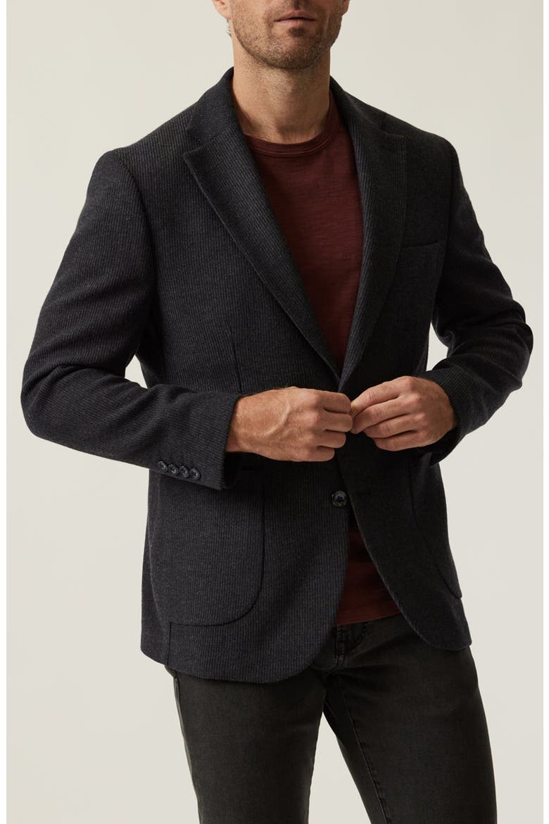 Matteo Slim Fit Dark Grey Rib Knit Blazer, Main, color, DARK GREY