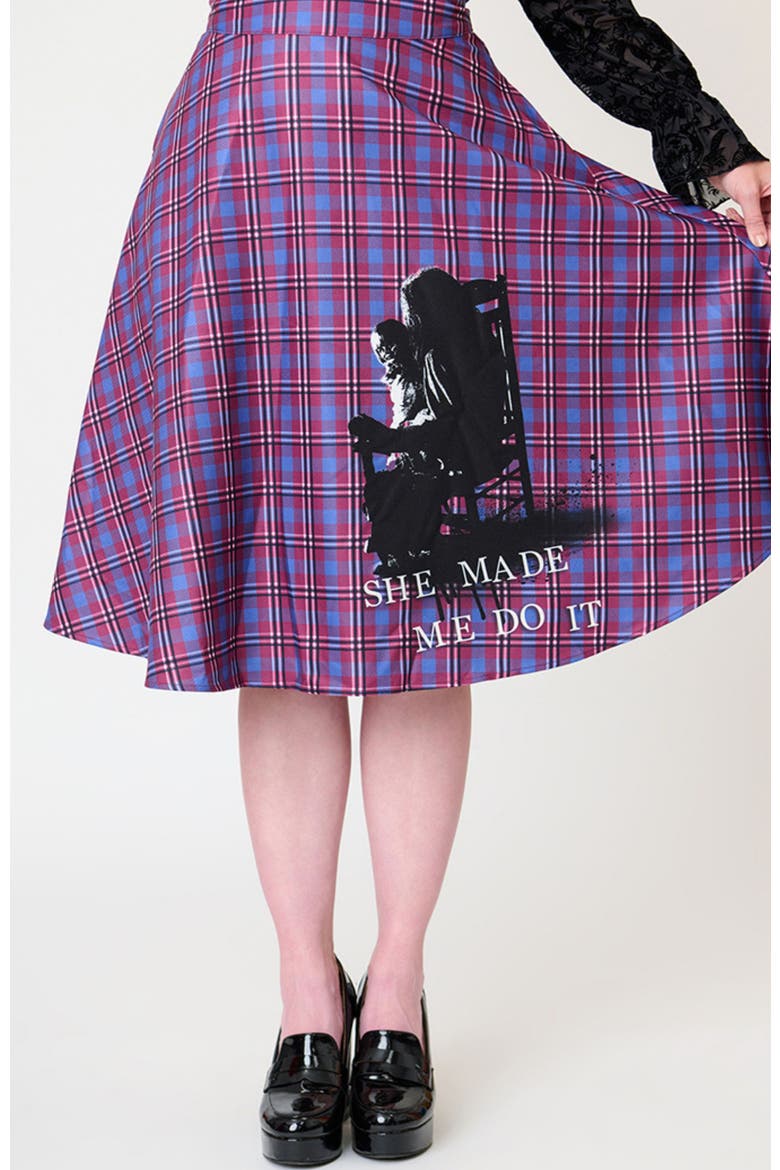 Retro Style High Waist Vivien Swing Skirt, Alternate, color, Purple w/ Annabelle Print