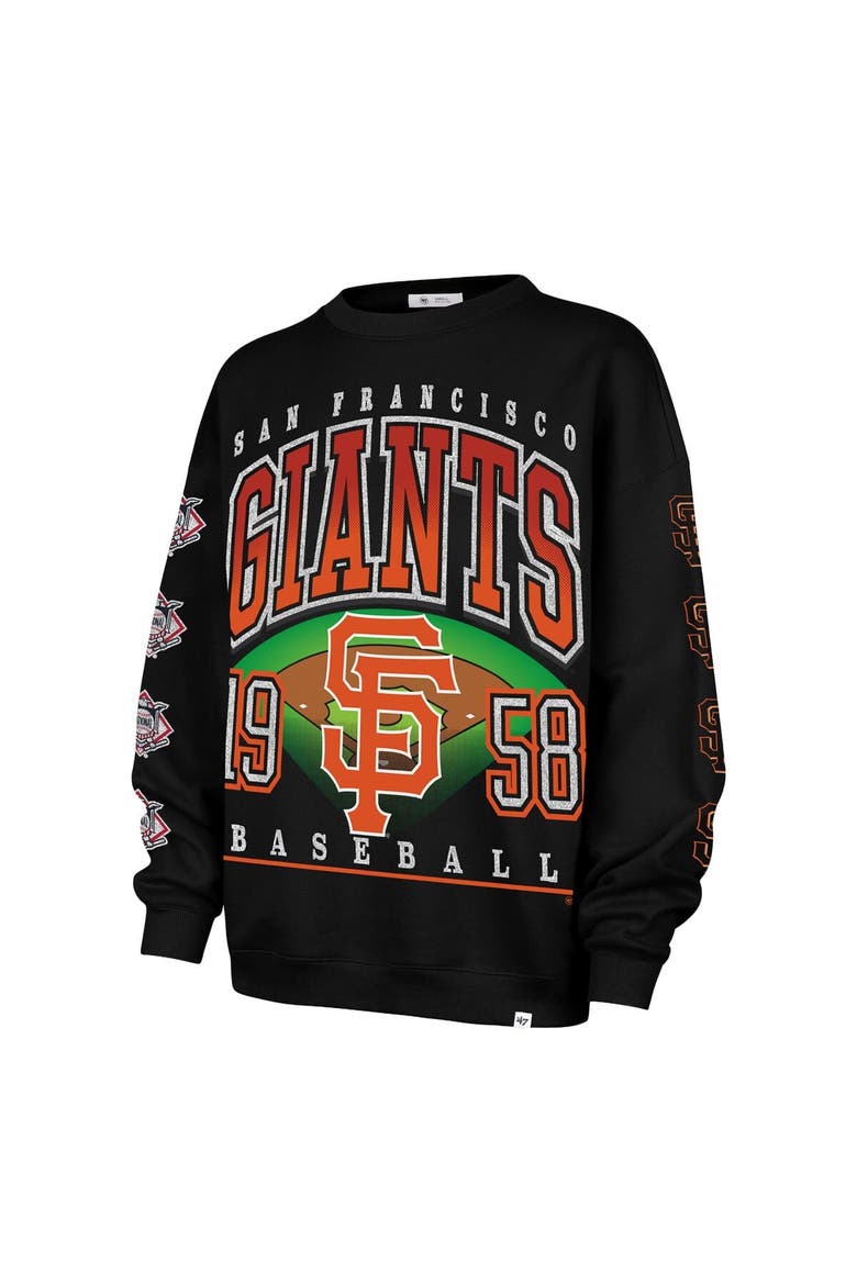 Women's '47  Black San Francisco Giants Trendy Team Go Big Oversized Sweatshirt, Alternate, color, Black