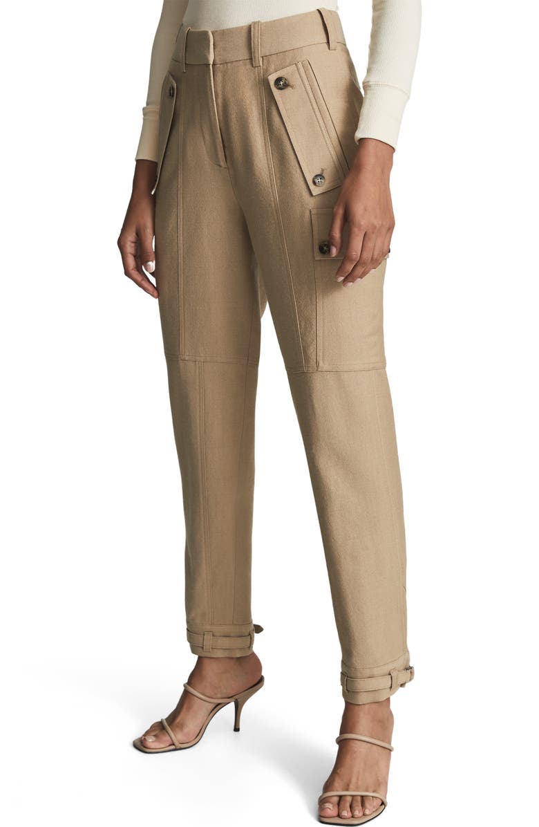 Reiss Newlyn Wool & Ramie Blend Cargo Pants, Alternate, color, 