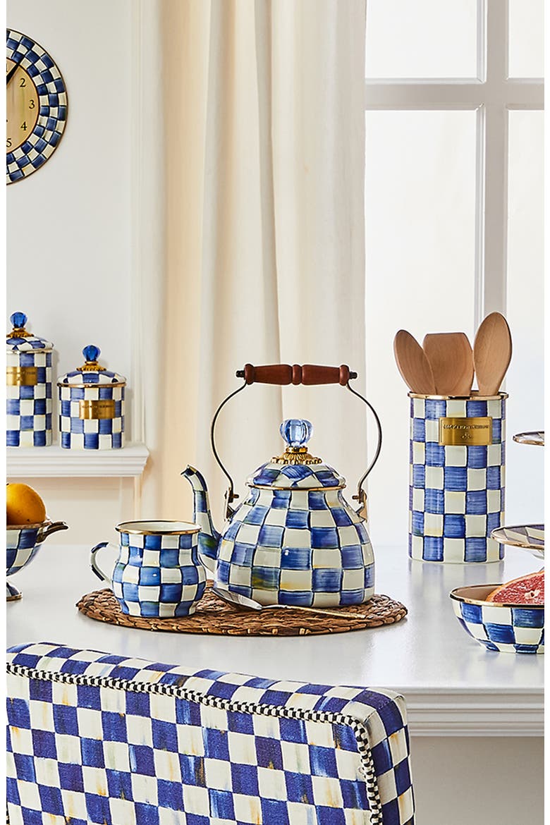 Royal Check Utensil Holder, Alternate, color, BLUE/ WHITE