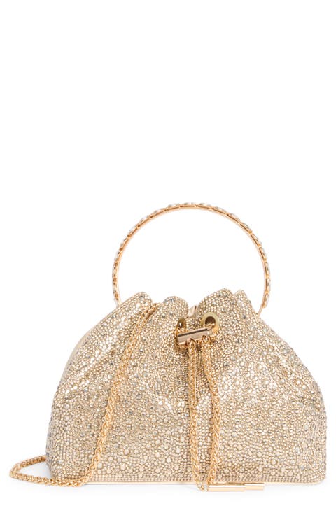Rhinestone Embellished Bucket Bag Clutch