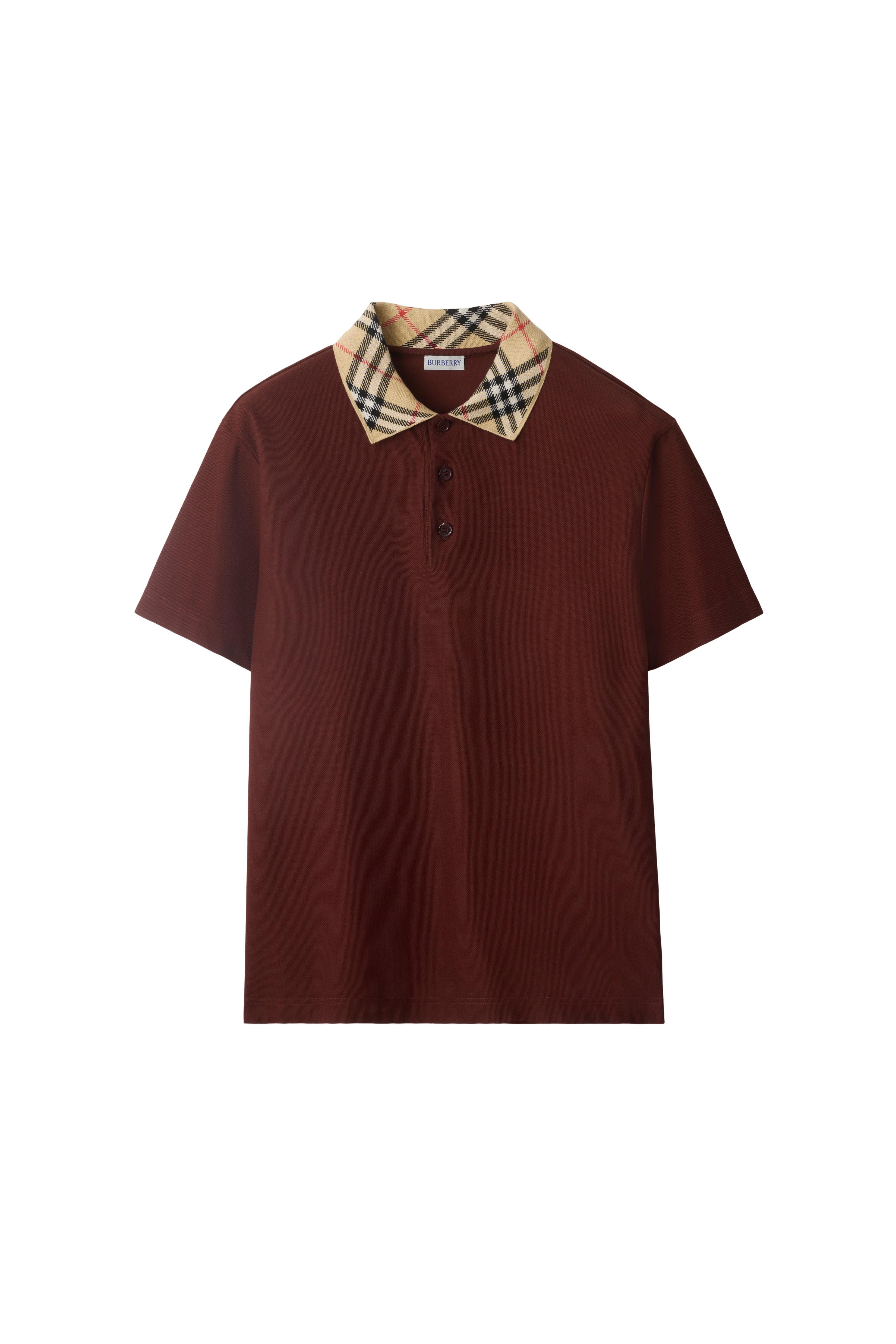 Check Collar Cotton Polo Shirt - image 4