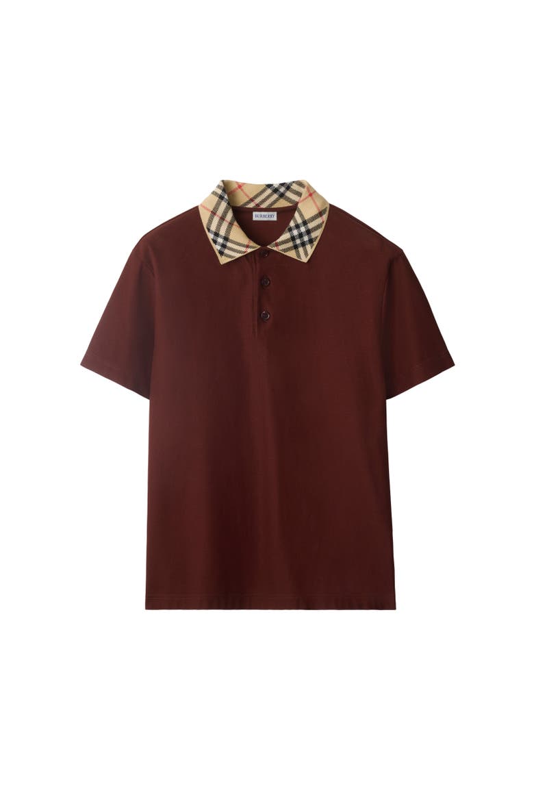 Check Collar Cotton Polo Shirt, Alternate, color, Box red
