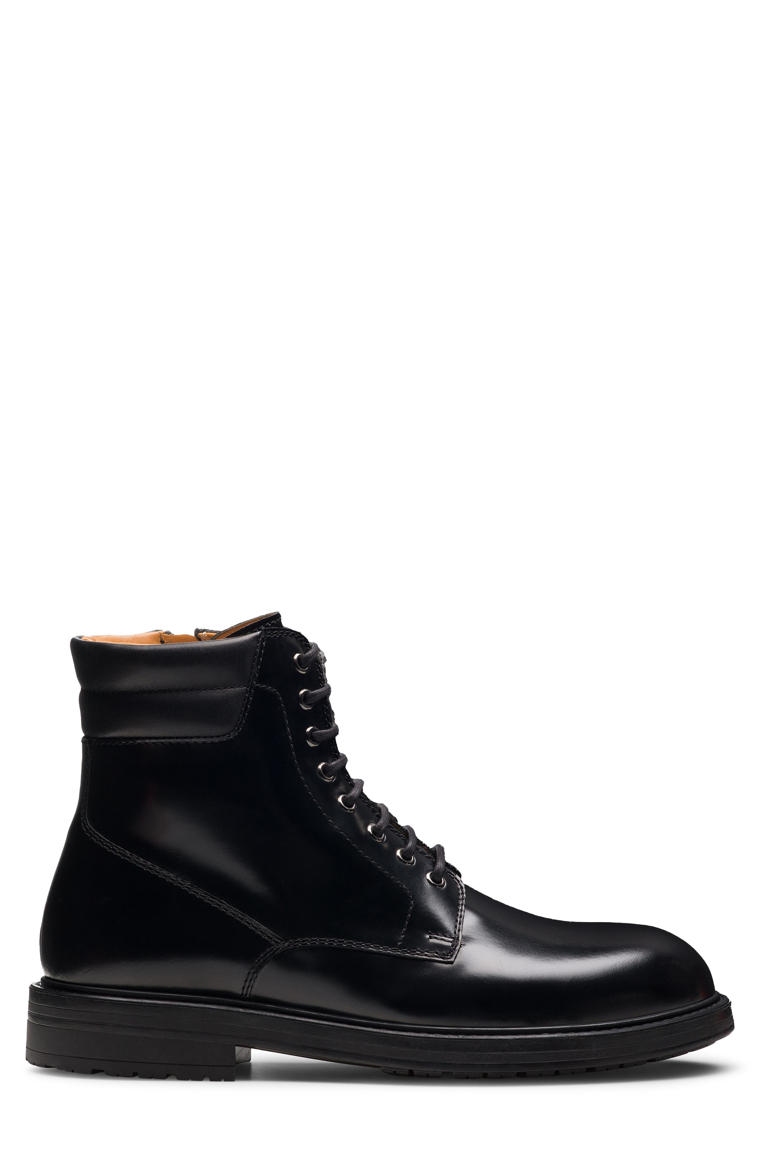 Magnanni Grayson Lace-Up Lug Sole Boot, Alternate, color, Black Crown