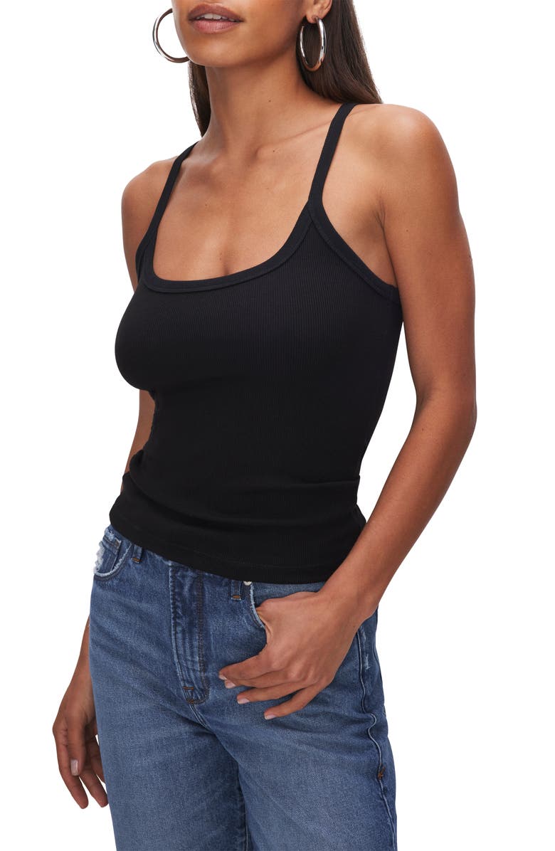 Good American Rib Racerback Tank, Main, color, 
