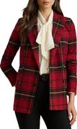 Lauren Ralph Lauren Plaid Double Breasted Wool Blend Blazer