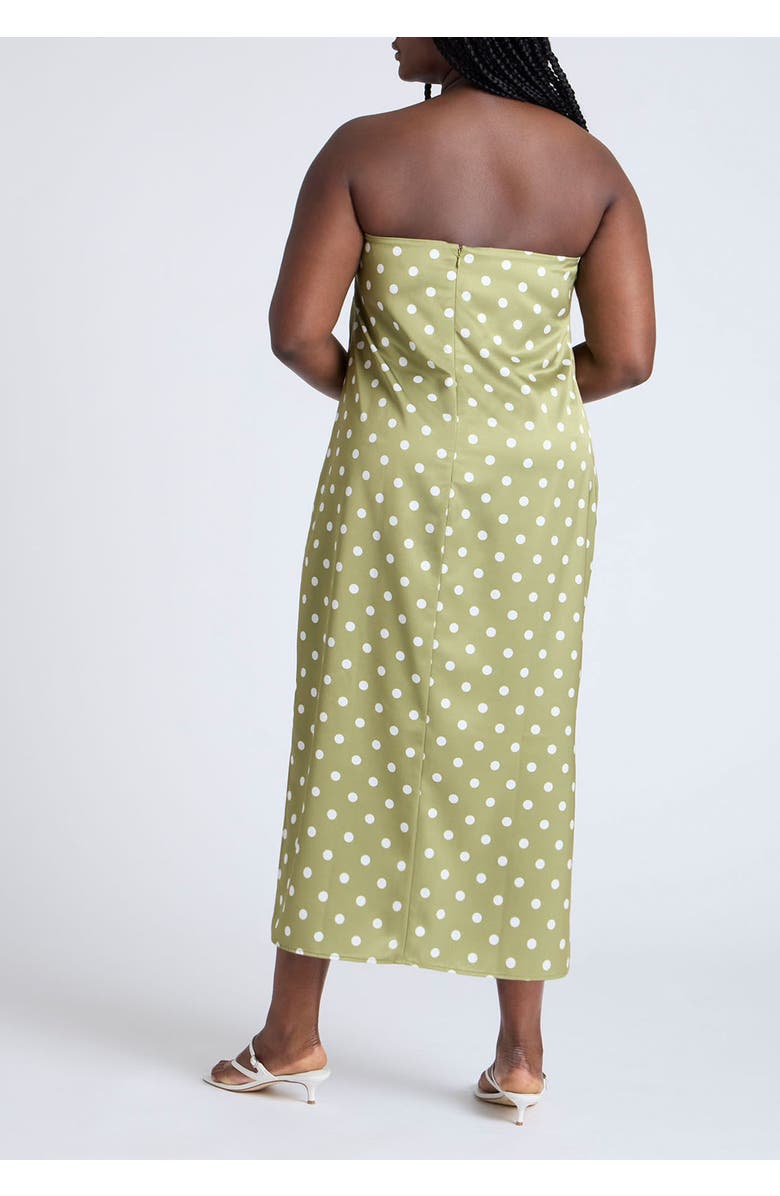 ELOQUII Satin Column Dress, Alternate, color, Green Tube Dot