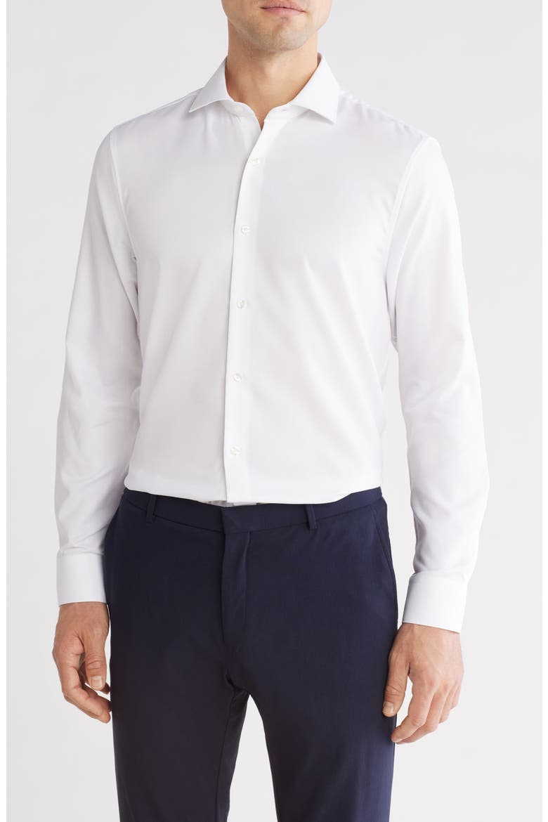 Sycamore Dobby Slim Dress Shirt, Main, color, WHITE