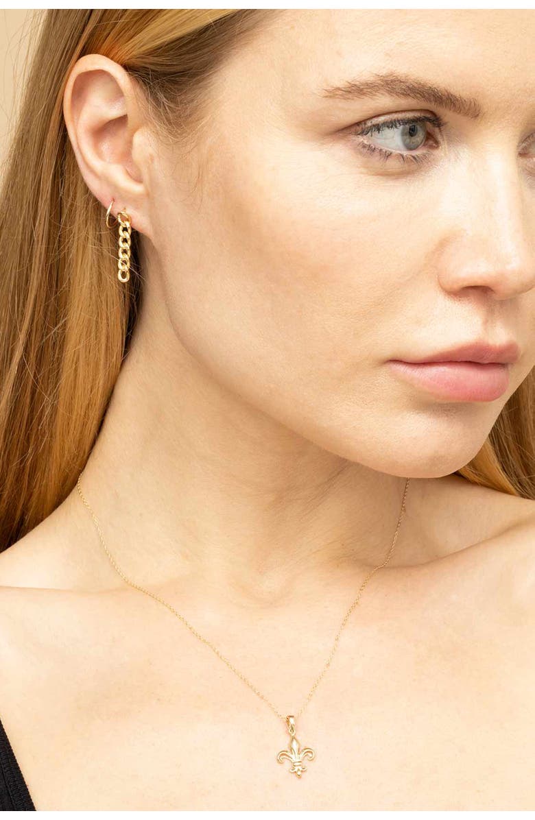 Oradina 14K Yellow Gold Carmine Curb Drop Earrings, Alternate, color, Yellow Gold