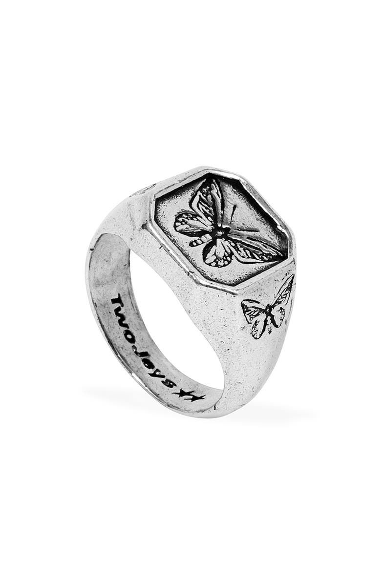 TWOJEYS Men's Butterfly Effect Signet Ring, Alternate, color, Silver