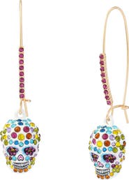 Betsey Johnson Sugar Skull Shepard Hook Drop Earrings