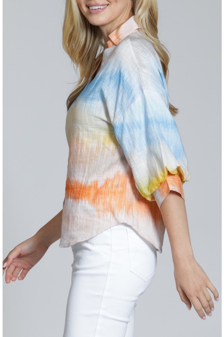 Blouson Sleeve Button-Up Shirt, Alternate, color, BLUE MULTI