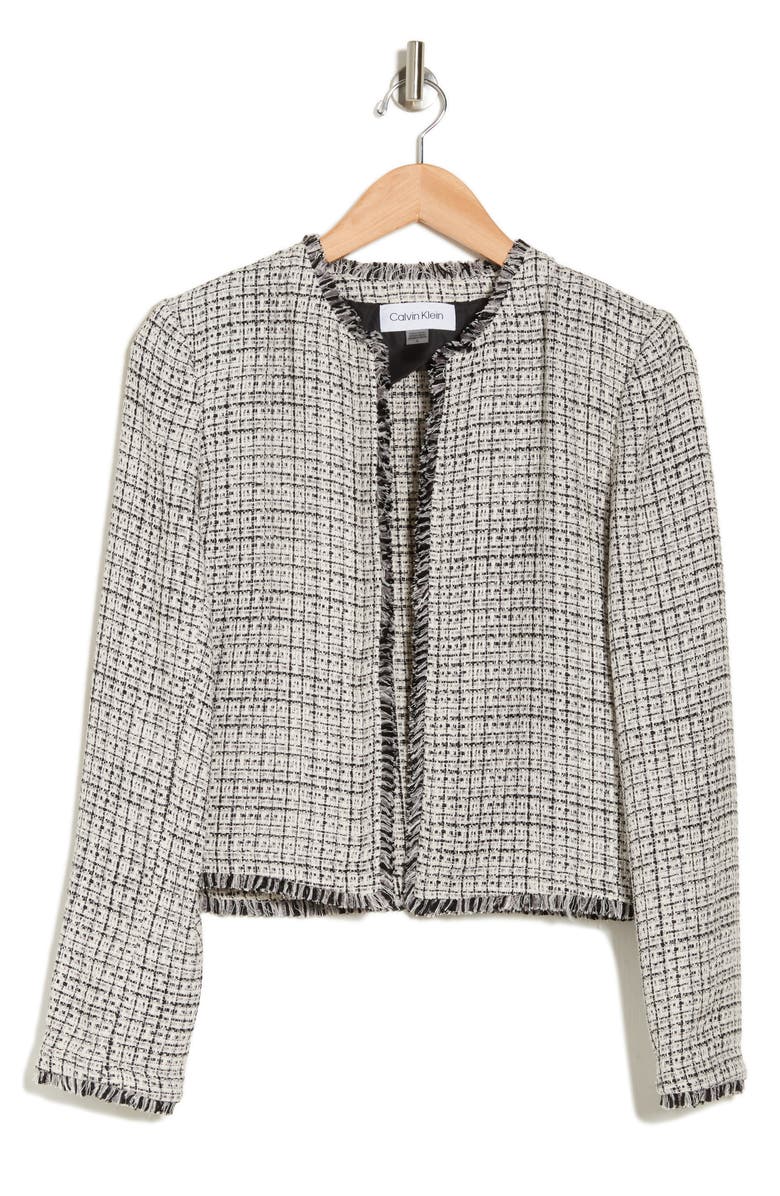 Calvin Klein Open Front Tweed Jacket, Alternate, color, 