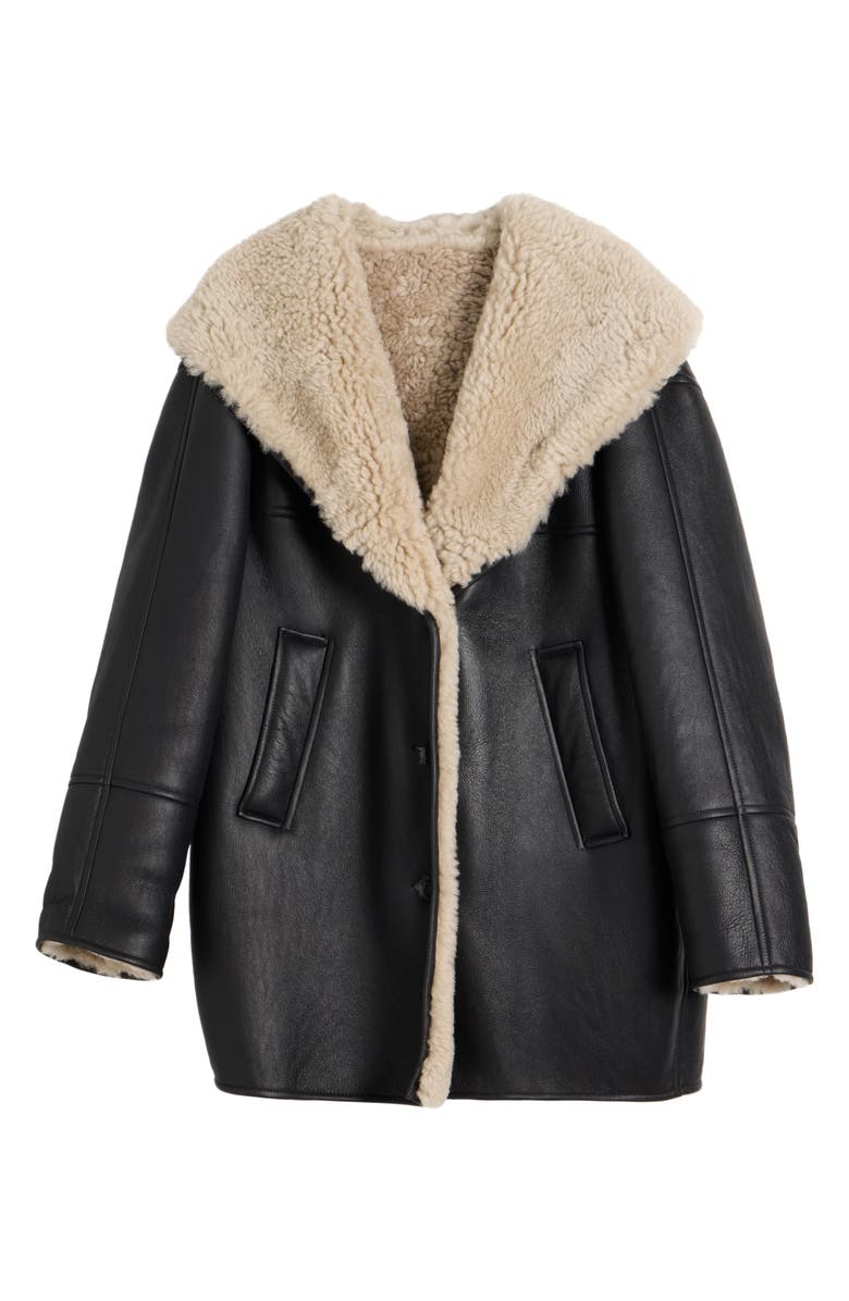 Alaïa Genuine Shearling Hooded Parka, Main, color, Pannacotta/ Noir