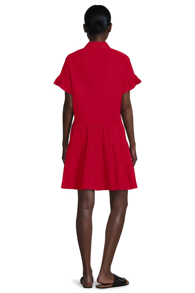 Poplin Flutter Sleeve Knee Length Popover Dress, Alternate, color, Compass Red