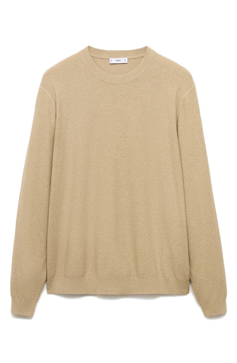 MANGO Finely Knit Crewneck Sweater, Alternate, color, Beige