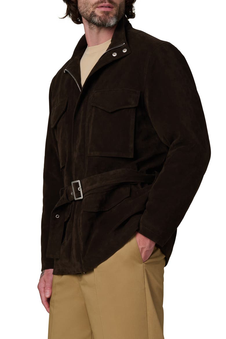 M16 Belted Faux Suede Jacket, Alternate, color, CHOCOLATE